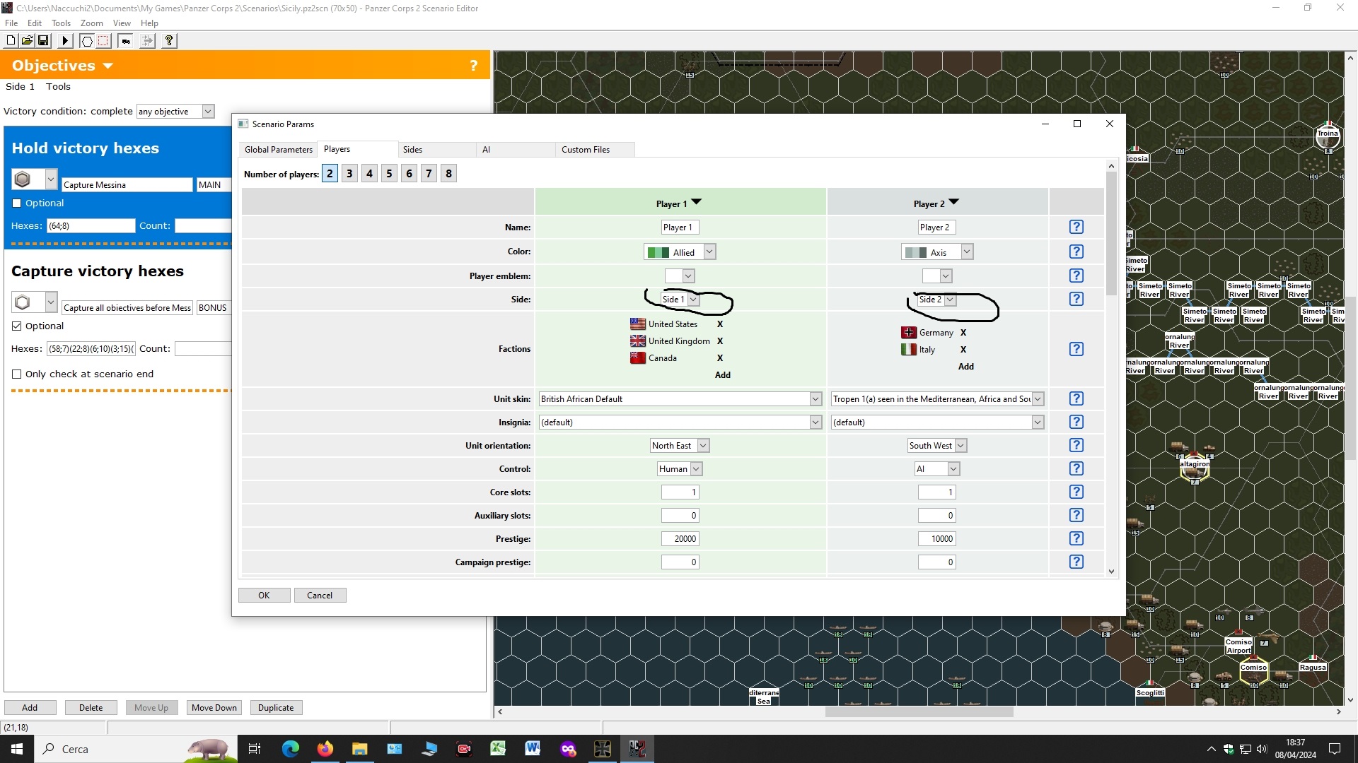 ScreenShot scenario parameters corrected.jpeg