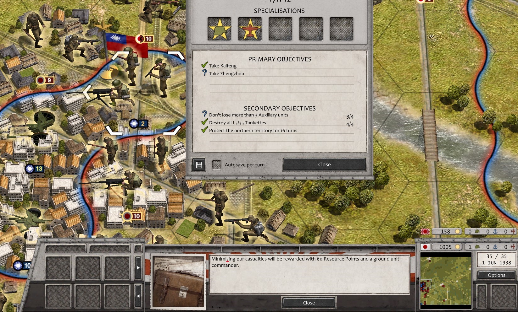 The awards described in the text in the bottom UI bar are affiliated to the secondary objective “Don't lose more than 3 Auxiliary units”.