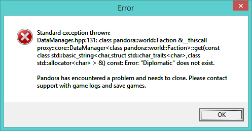 Screenshot of Error Window