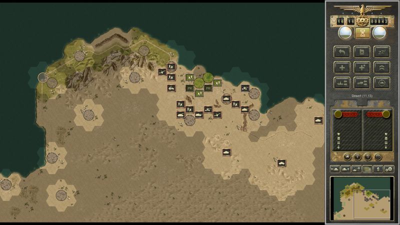 Strategic Map Turn 16; only Bengasi marked as a victory hex