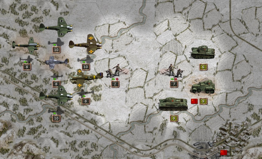 Steiner gets very serious problems. The bombers stay in the area to support (weather becomes better).