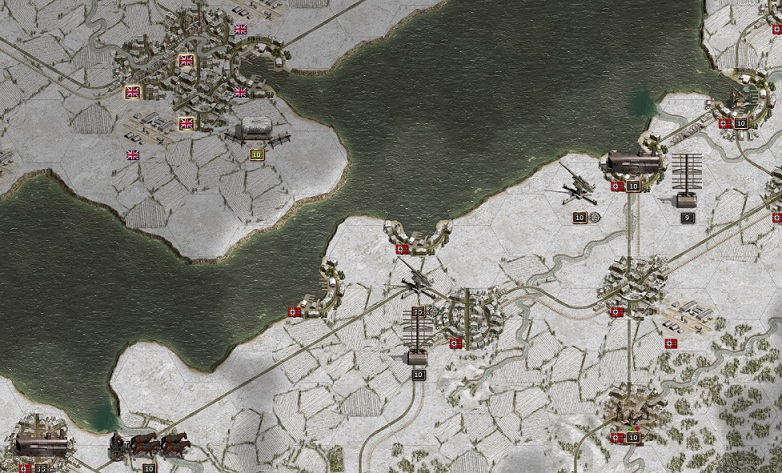 Using the snowy weather to start the preparation the French coast for the upcoming invasion of England. Flak and infantry is on the way to the coast.