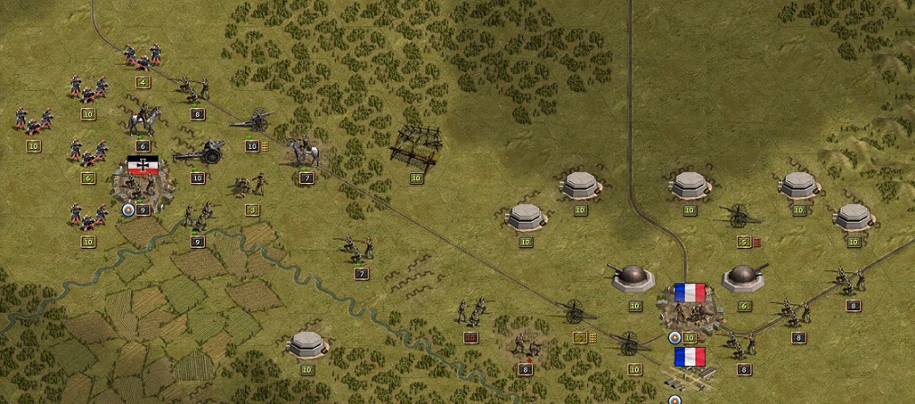 Strong French counter attack at the Marne River. We could capture and hold all objectives but we failed to defeat all French regiments.