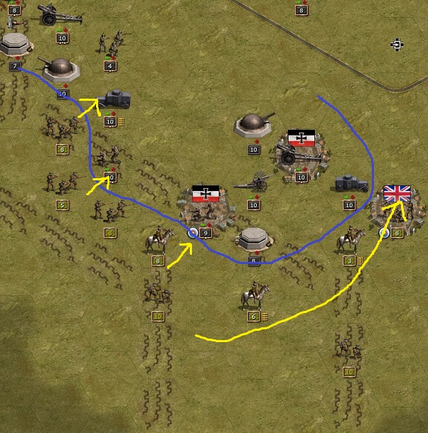 April 15 in the very south the British have destroyed the German defense and try to move in the back of the German front.