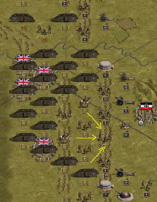 April 15 southwest of Guenappe the crucial battle is fought. The British break in the defense line with enormous fire power.