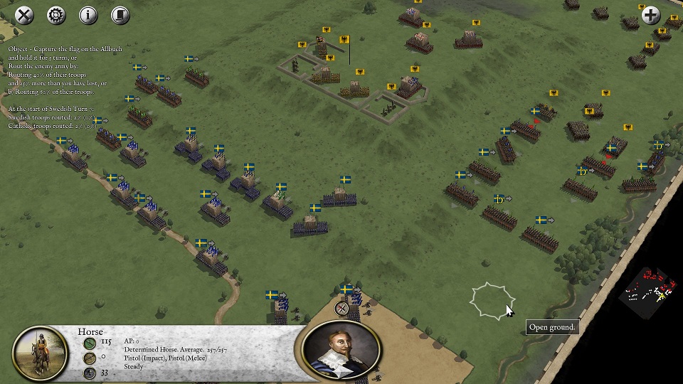 Image 1: Reconnoitering the pass to my right, the cavalry runs into a lot more than they could ever handle. Turn around!