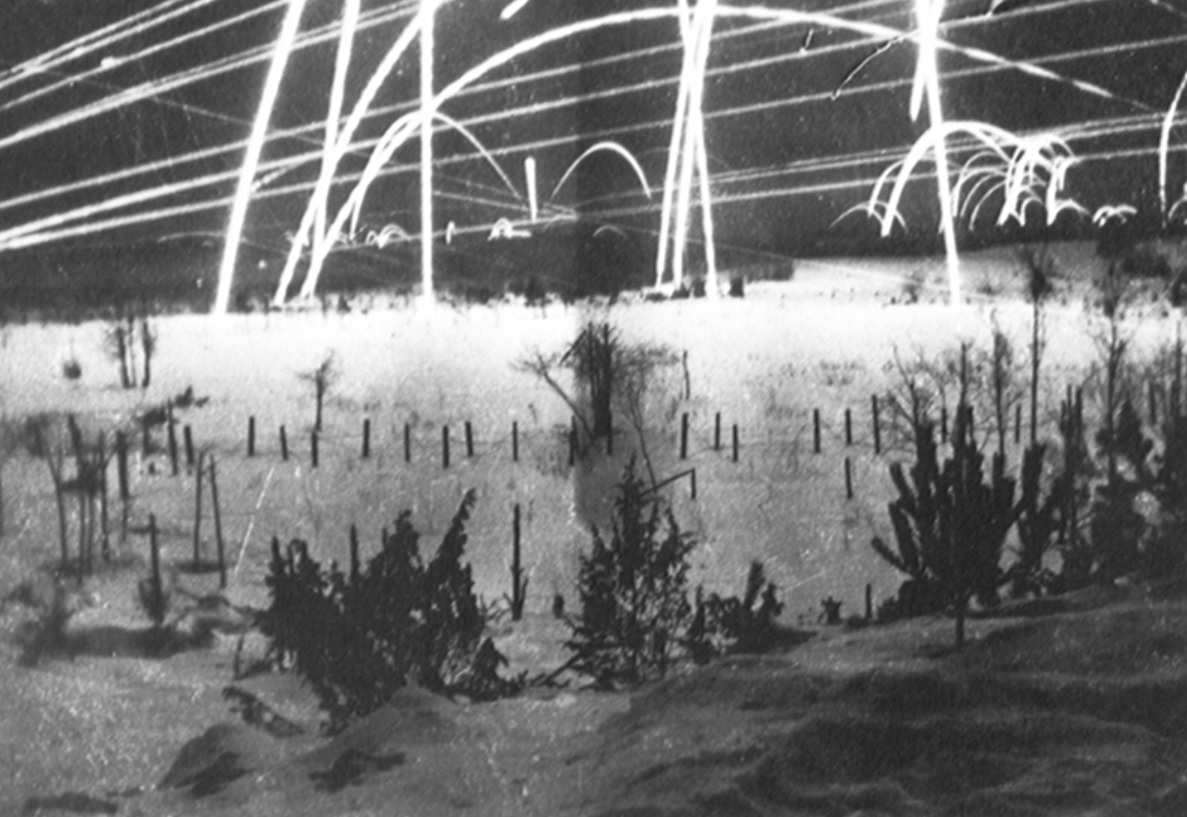 North of Leningrad, January 1942. Tracer ammunition.