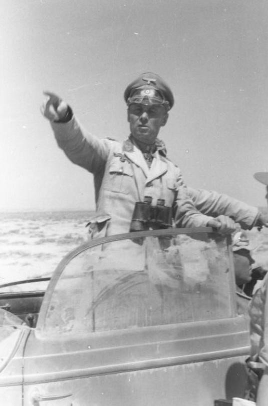 General Rommel, the desert fox, near Mersa Maruth organizing his forces for the attack on Egypt.