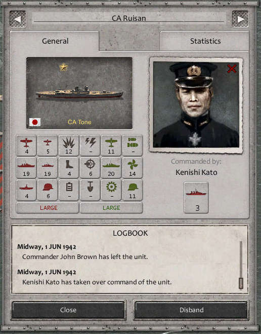 John Brown has left the unit<br />Kenishi Kato has taken command