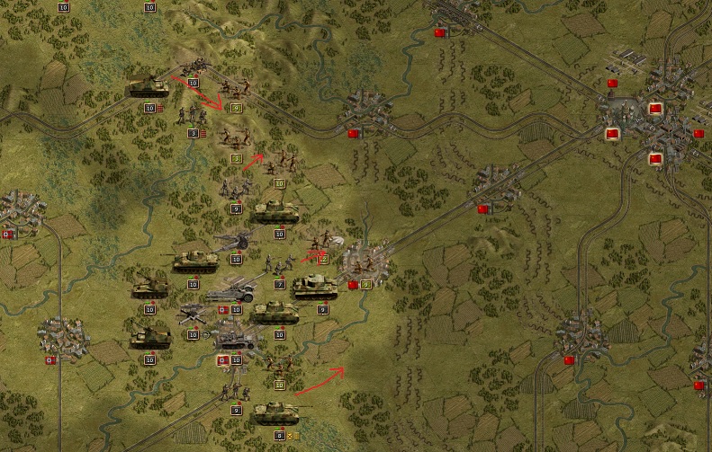 1944 October, Battle of Smolensk. Red: Try to attack at the flanks in the north and the south. The center is very static.