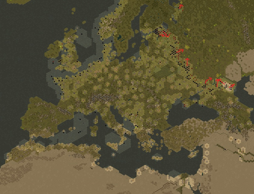 Order of battle in November 1944. Red: Attacking