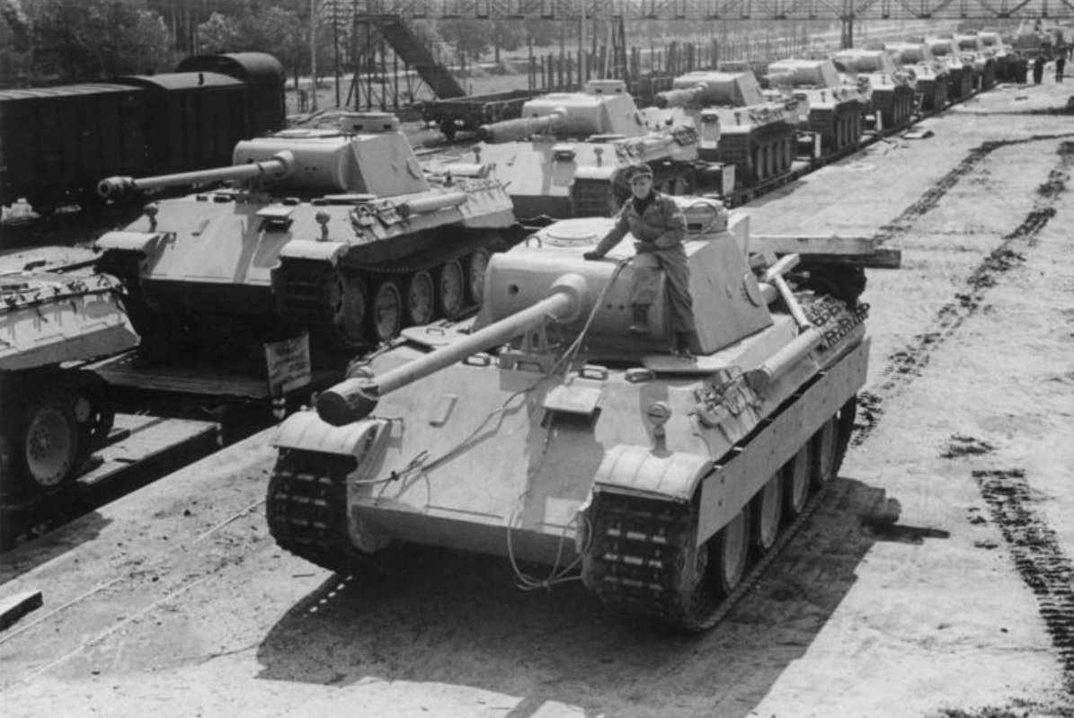 Germany, begin of June 1943. Panzer type 5 – Panthers – are entrained to move to the eastern front near Kursk.