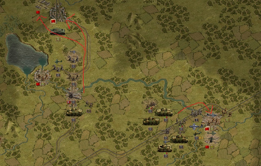 1945 April 03. Volga River near Moscow. Attacks on two key objectives are ongoing.