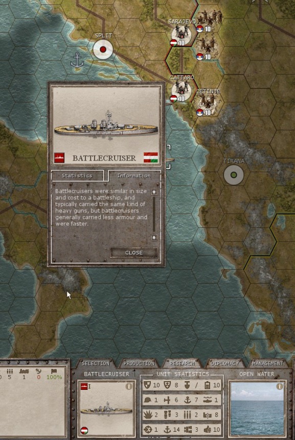Battlecruiser in game info