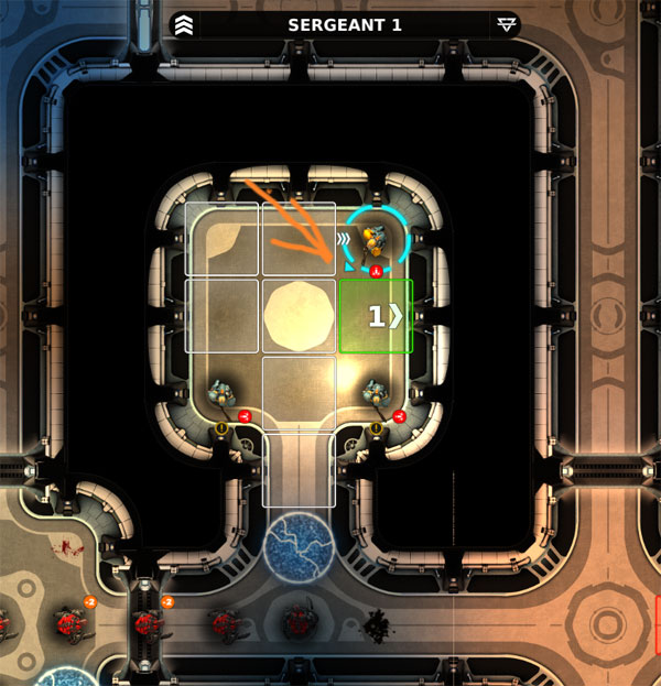 Unit facing diagonally