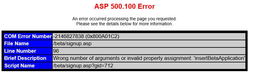 ERROR MESSAGE