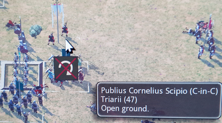 Scipio running away before being dispersed out of the battlefield