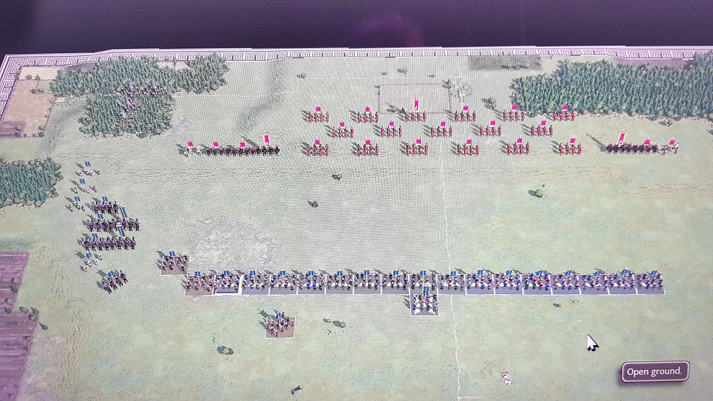 Outflanking Julius Ceasar and the Roman army stays in a neat line. Cute.