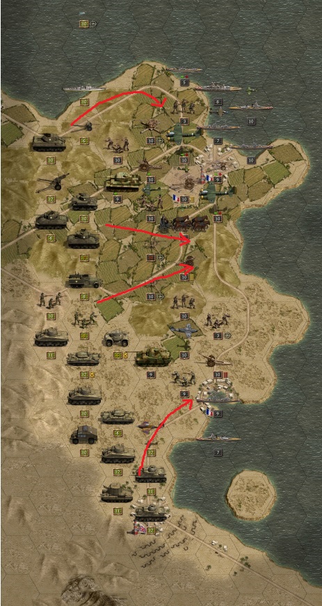 Rommel’s map showing the attack of the Allies on Tunis