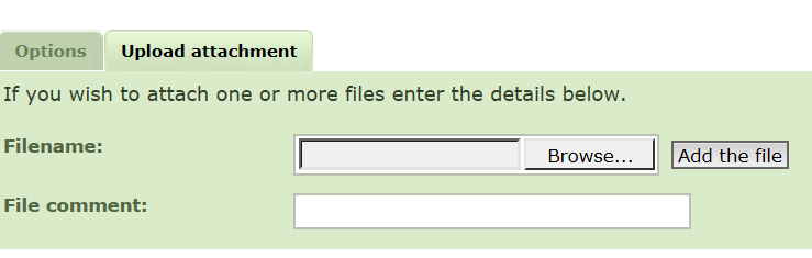 Upload attachment tab