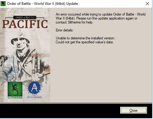 Screen Shot of error message