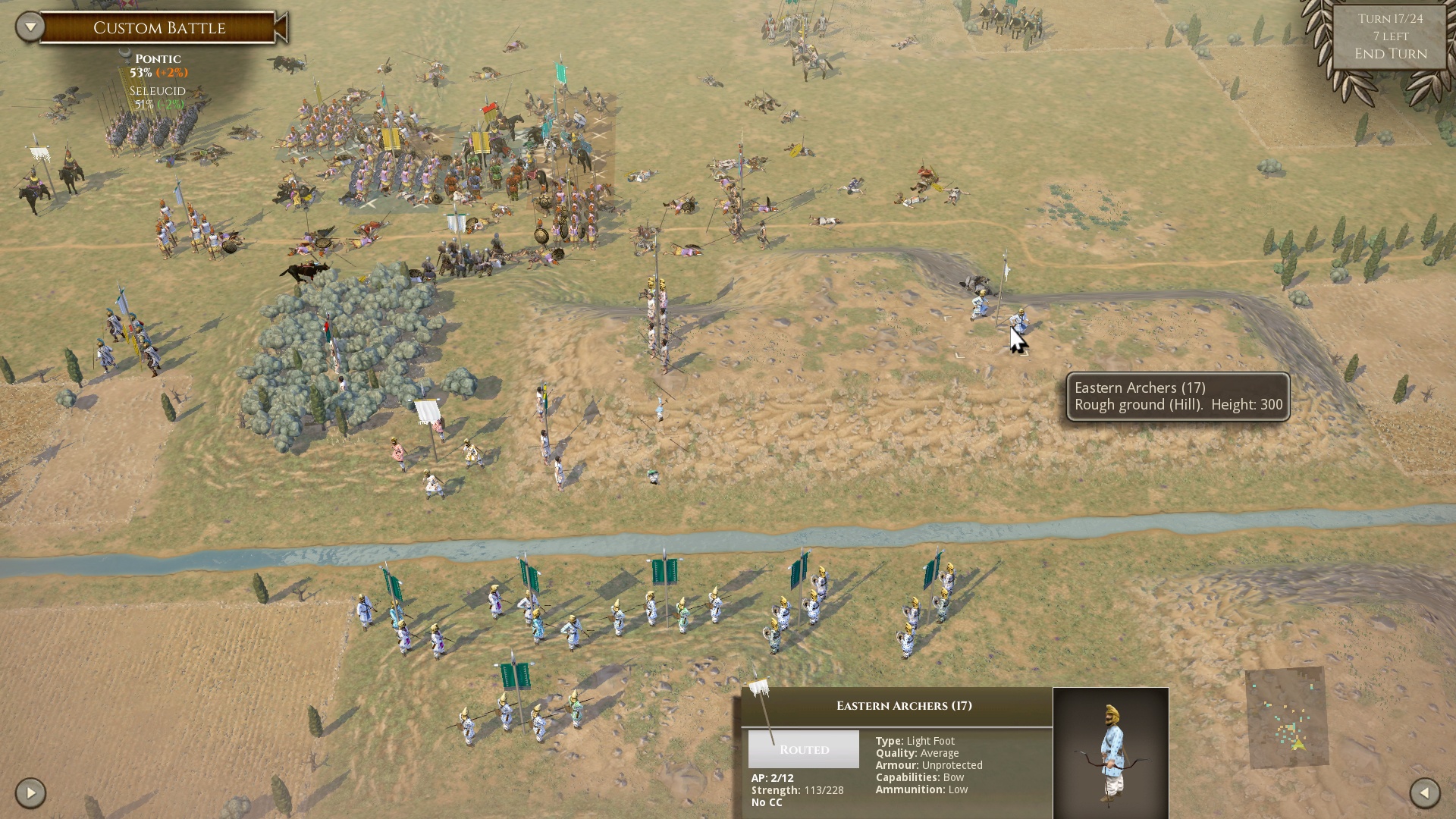 BLAM!  the archers destroy the Seleucid archers on the other side of the river, but too late to save the day