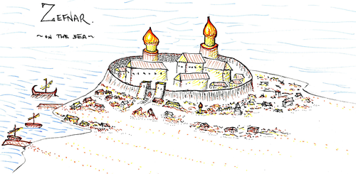 Zefnar on the Sea, a hand drawn picture found on one of the Black Hand's spies after he killed himself