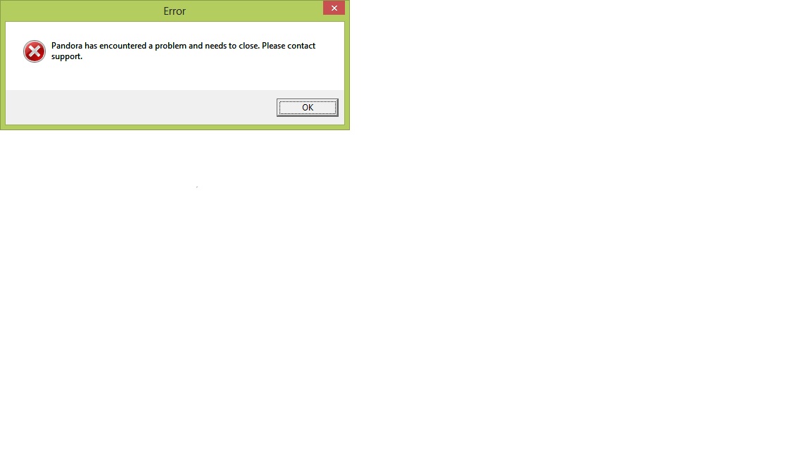 Pandora Beta Error message