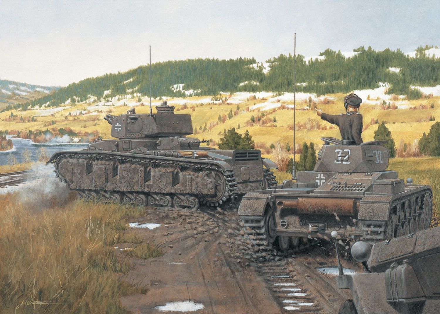 The NbFz B ‘heavy tank’ and Pzkfw IIC  in the battle of Kvam, 25 April 1940.jpg