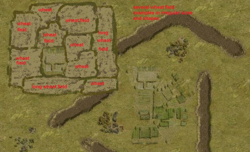 larger fields in wheat color of various sizes and shapes for large areas of land coverage
