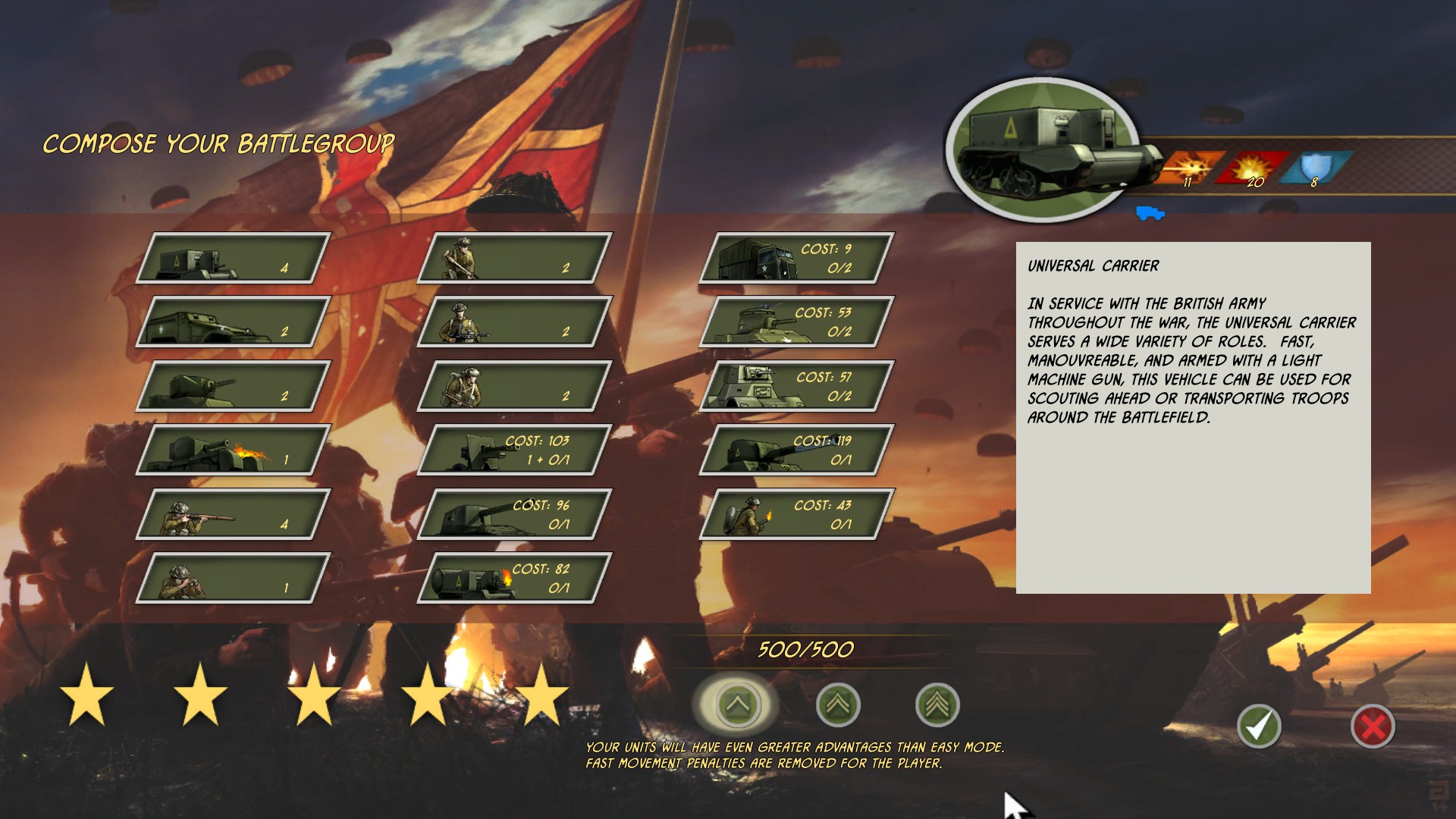Force selection page (changed "Force selection" into "Compose your battlegroup")