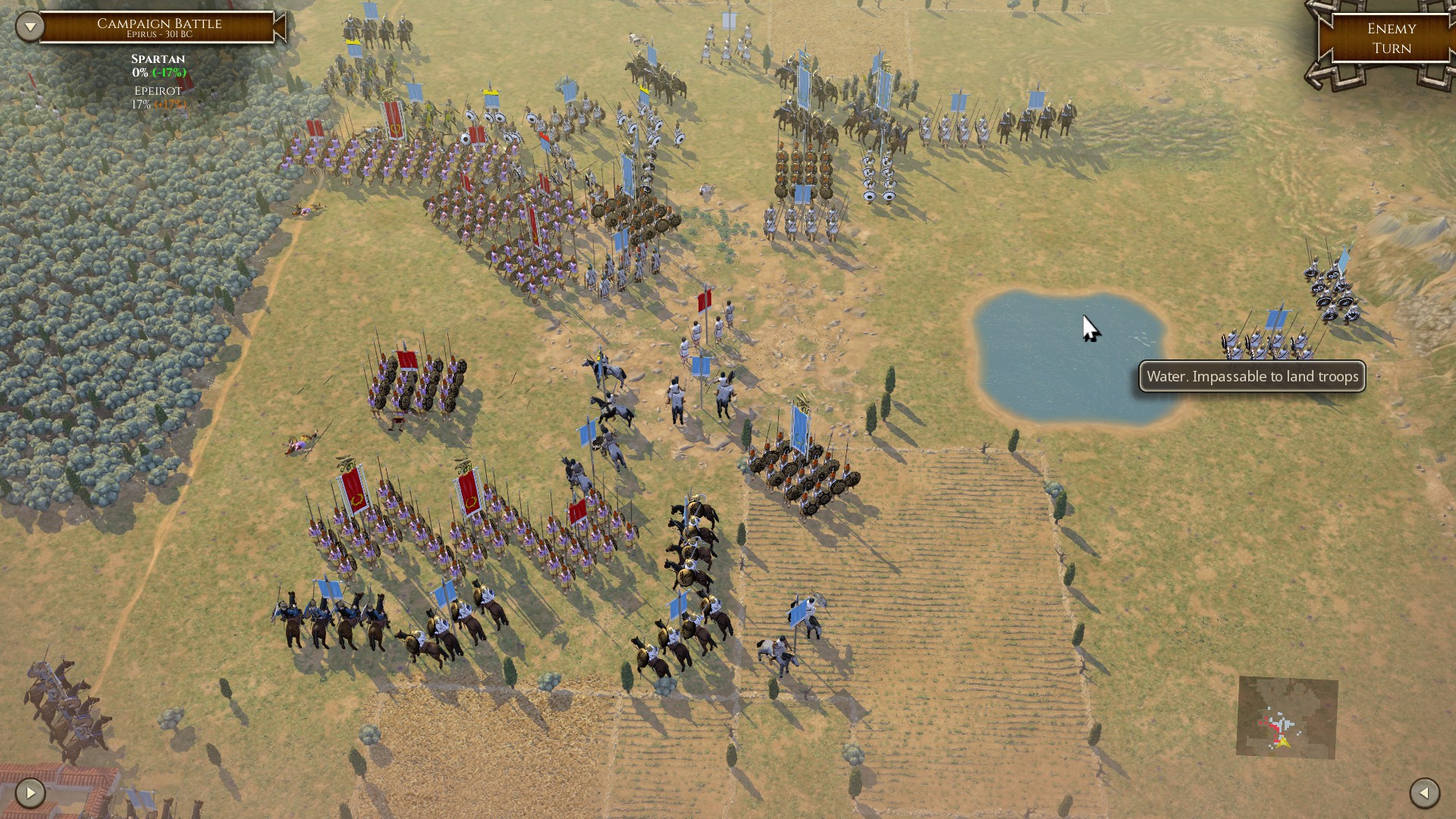 Spartan army enveloped by the Epirots