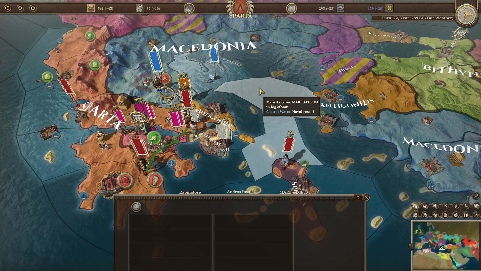 Map of Spartan domain 289 BC