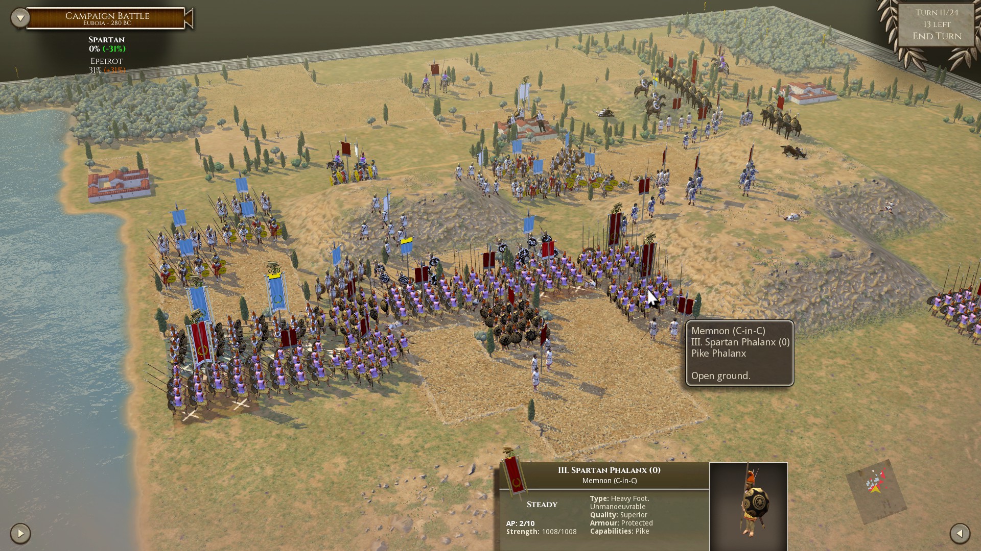 Sparta's 1st Army under Memnon fights in Euboia
