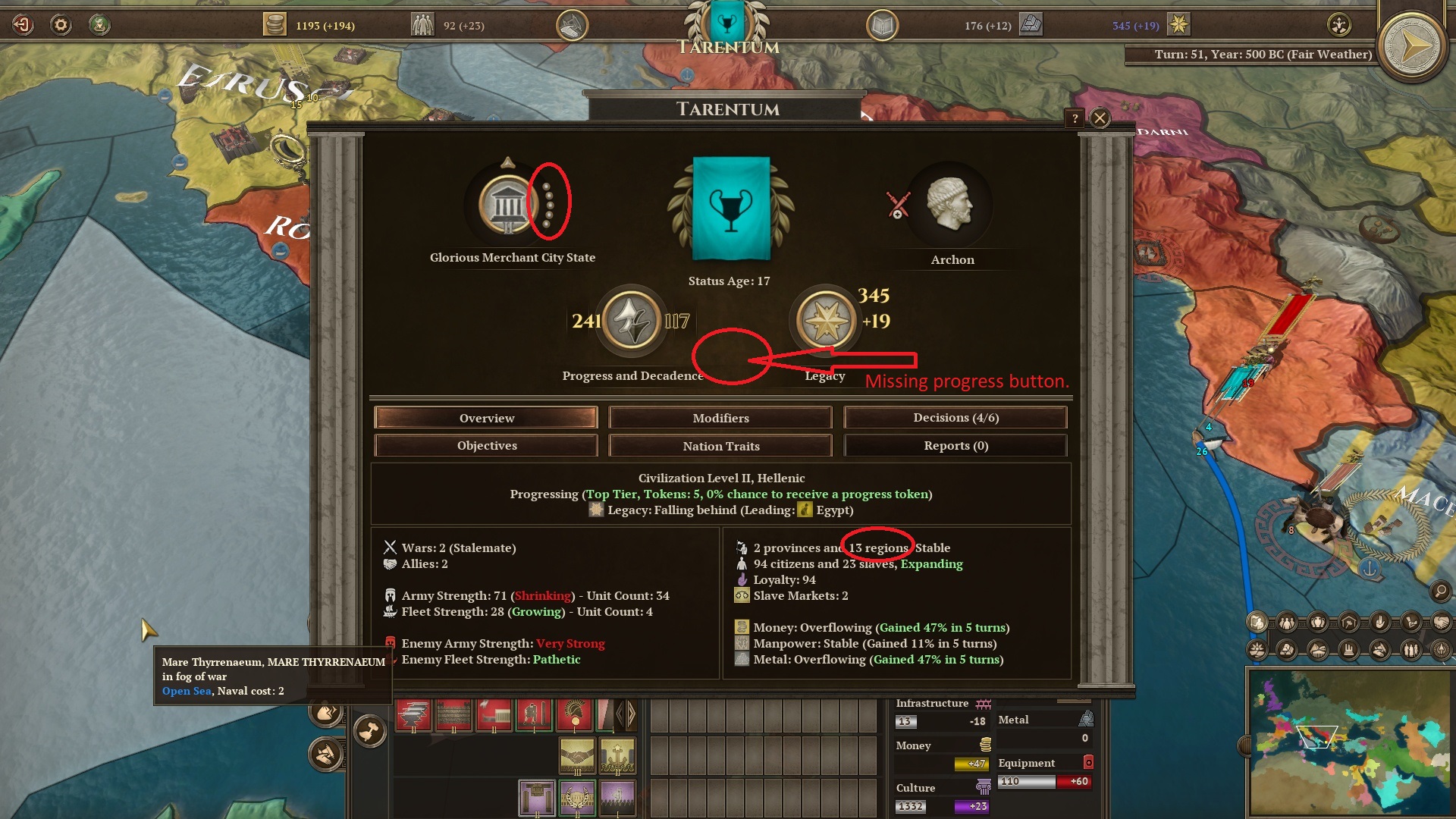 Can't progress to new civilization level.