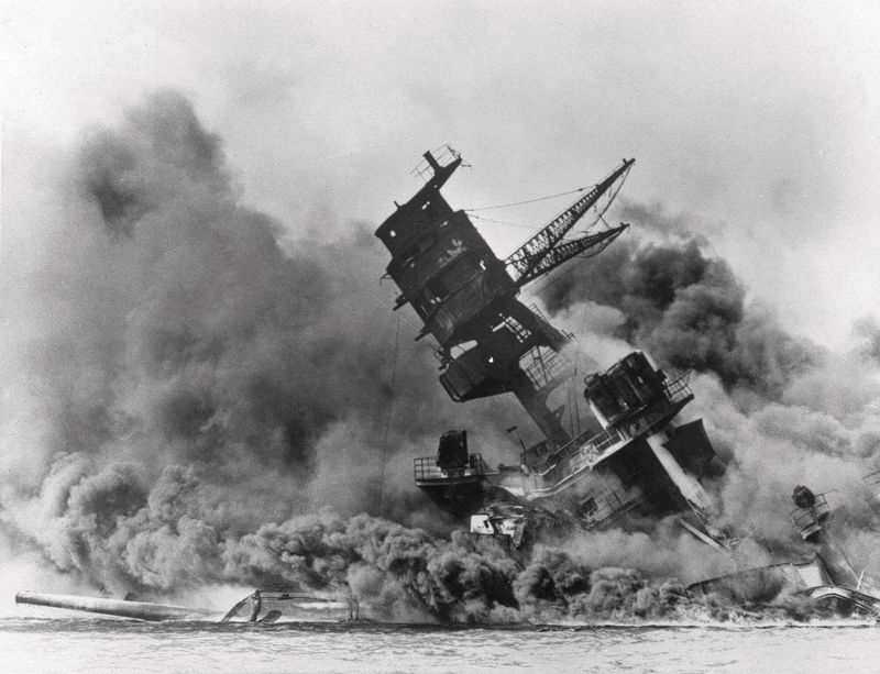 Smoke rises from the battleship USS Arizona.jpg