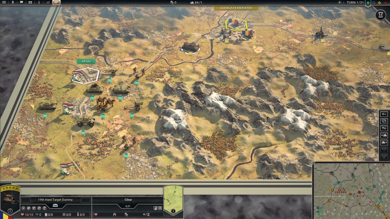 If you previously chosed the south transilvanian path, and had won at Arad-Ópálos, and Déva /Deva you may link up with the northern flank in this giant battle, your task here is the most important since you have to reach Brassó / Brasov from here while closing all passes in the Carpathians
