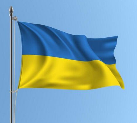 Ukraine waving flag on flagpole.png